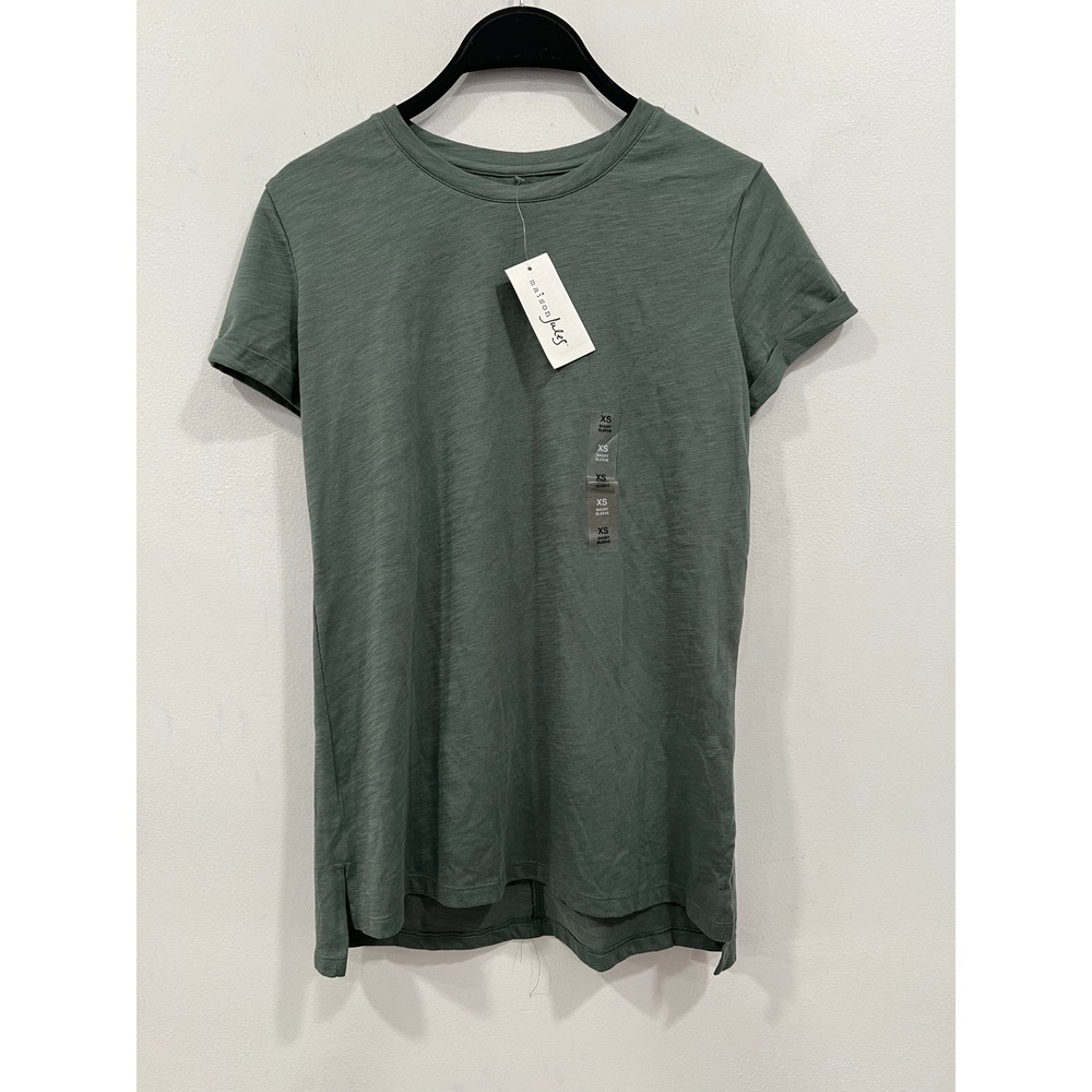 Maison Jules Womens Tee Sage Green Essential Short Sleeve T-Shirt Size XS NWT